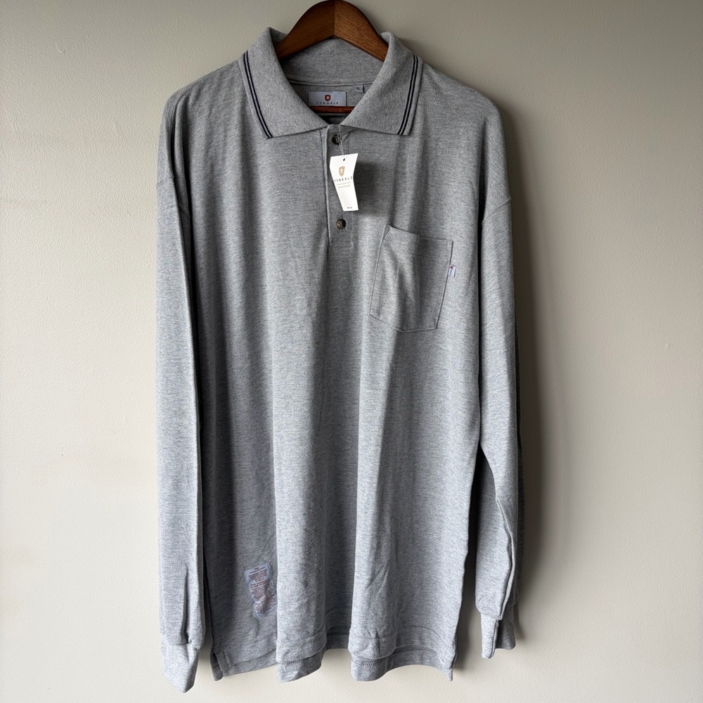 Tyndale NWT FR Men's Long-Sleeve Polo Shirt in Light‎ Gray Size XL